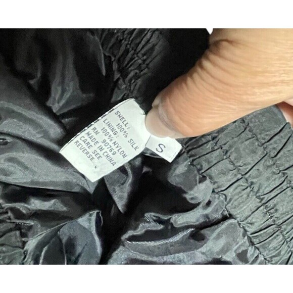 Women's Pants 100%  Silk Black Straight  Leg Lounge Pull On Lined‎ High Waist - Picture 8 of 10